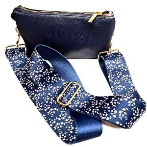 Kedzie‎ Crossbody Purse Navy with Decorative Removable Strap Classic